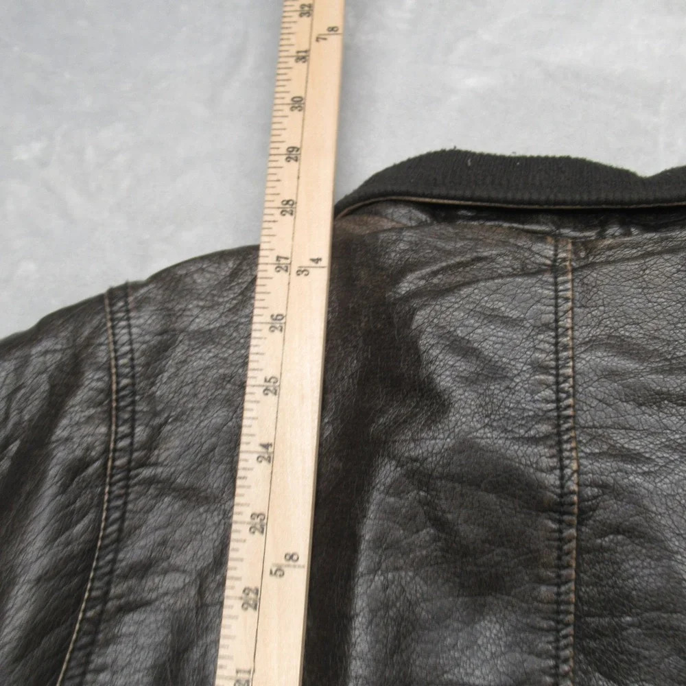 Levis Faux Leather Jacket Mens Large‎ Brown Sherpa Fleece Lined Full Zip Trucker - Picture 13 of 16